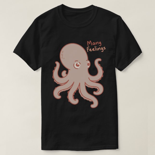 Camiseta Ilustração de polvo fofo com muitos sentimentos (Frente do Design)