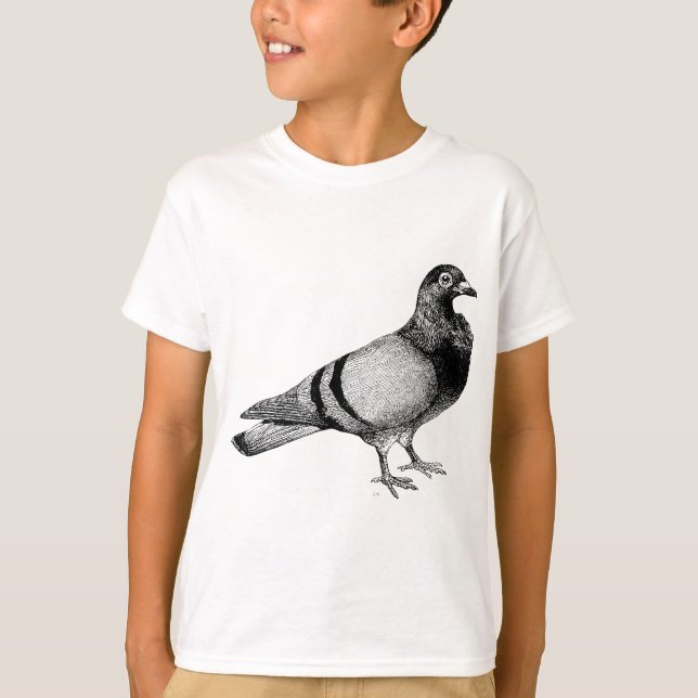 Camiseta Ilustração de Pombo Vintage (Frente)