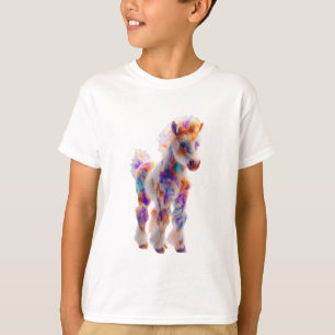 Camiseta Ilustração de Pônei Aquarela Arco-íris para Crianç