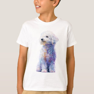 Camiseta Ilustração de Poodle Enrolado em Aquarela Pastel p