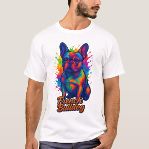 Camiseta Ilustração de Pop de Arte de Bulldog Francês Vibra