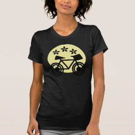 Camiseta Ilustração de pôr do sol de bicicleta e jardim de