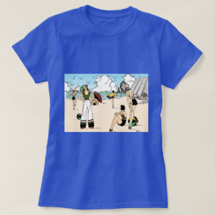 Camiseta Ilustração de Praia Art Déco Vintage dos Anos 20 C