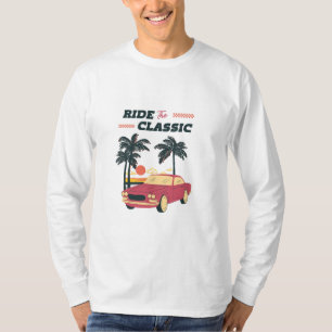 Camiseta Ilustração de Praia Carro Clássico Retro