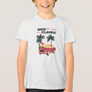 Camiseta Ilustração de Praia Carro Clássico Retro