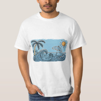 Camiseta Ilustração de Praia com Vibrações de Verão