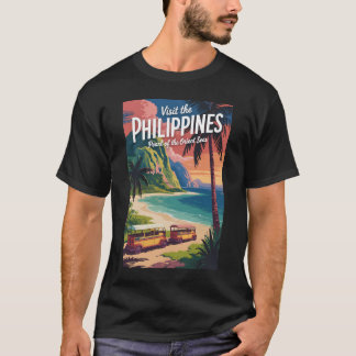 Camiseta Ilustração de Praia das Filipinas Arte de Viagem V