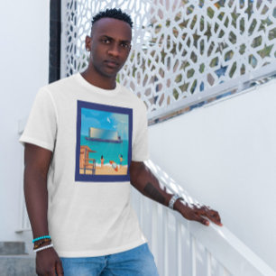 Camiseta Ilustração de praia de tela de barramento