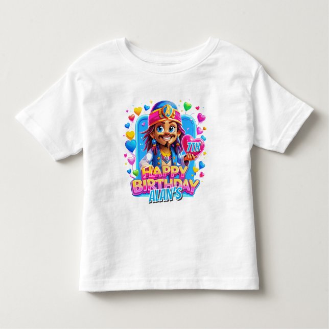 Camiseta Ilustração de presentes do Capitão Birthday Kids (Frente)