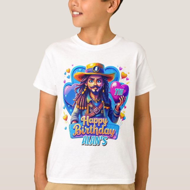 Camiseta Ilustração de Presentes Piratas Coloridas (Frente)