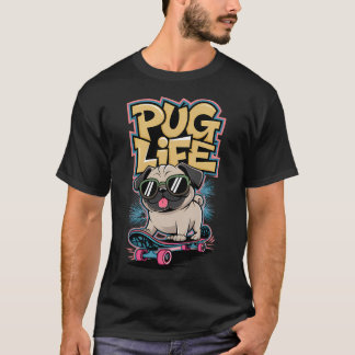 Camiseta Ilustração de Pug de Skate Legal para Amantes de C