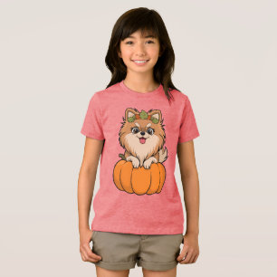 Camiseta Ilustração de Pumpkin de Queda da Pomerânia Bela