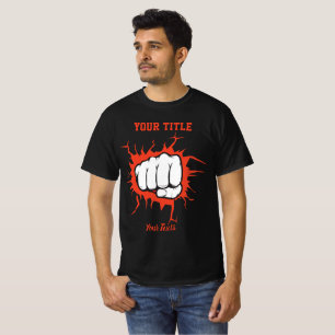 Camiseta Ilustração de punho cerrado socando através de uma