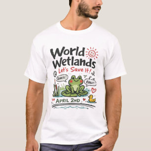Camiseta Ilustração de Rã Fofa do Dia Mundial das Zonas Húm