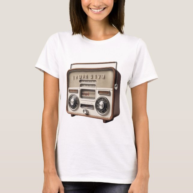Camiseta Ilustração de rádio com ondas dinâmicas (Frente)
