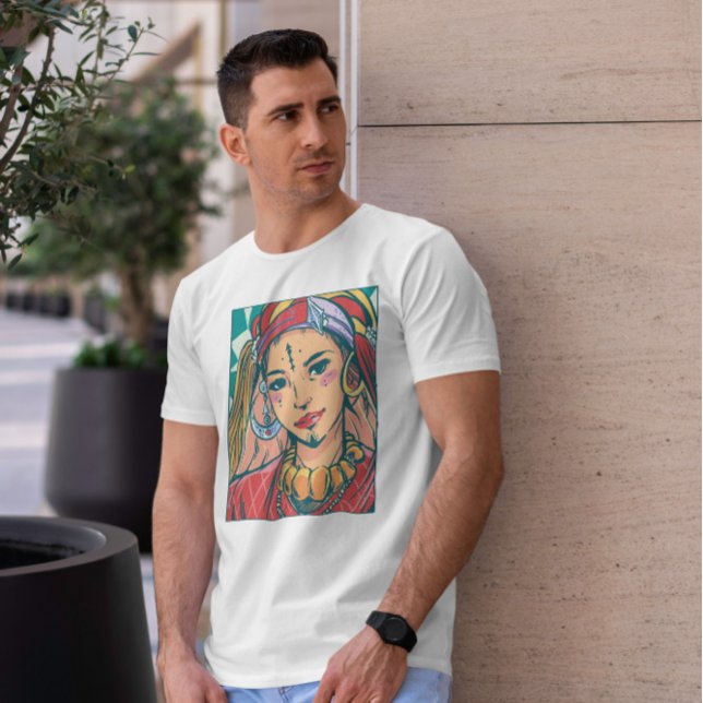 Camiseta Ilustração de Retrato da Garota-Berbere (Criador carregado)