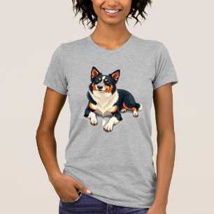 Camiseta Ilustração de retrato de Border Collie tricolor vi