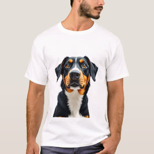 Camiseta Ilustração de retrato de cachorro colorido vintage
