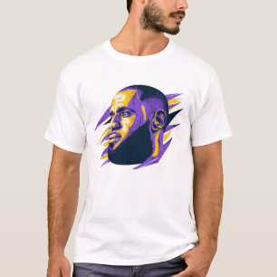 Camiseta Ilustração de Retrato Estilizado de LeBron James