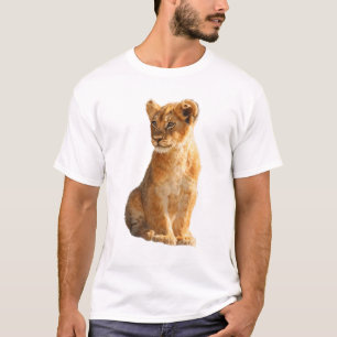 Camiseta Ilustração de Retrato Majestoso de Filhote de Leão