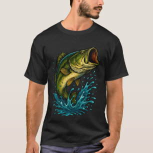 Camiseta Ilustração de Robalo de Boca Larga – Design de Pes