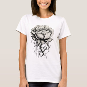 Camiseta Ilustração de Rosa desenhada à mão Elegante