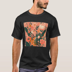 Camiseta Ilustração de Rosas Botânicas Fofas Flor Magnífica