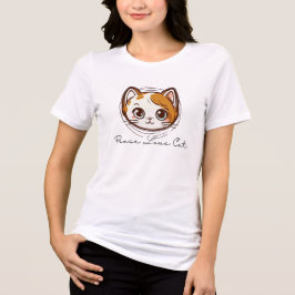 Camiseta Ilustração de Rosto de Gato de Desenho Animado Fof