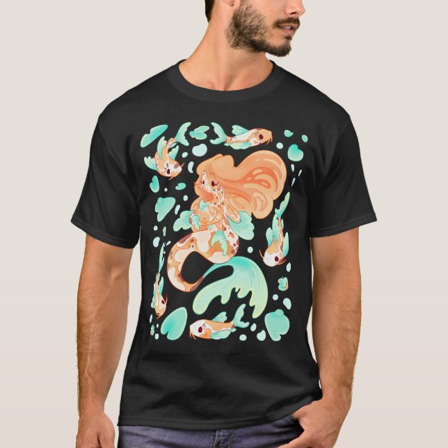 Camiseta Ilustração de Sereia Carpa Koi (Frente)