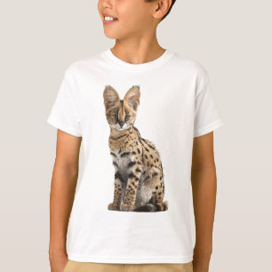 Camiseta Ilustração de Serval Gato Selvagem Malhado para Cr