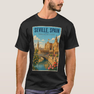 Camiseta Ilustração de Sevilha Espanha Arte de Viagem Vinta