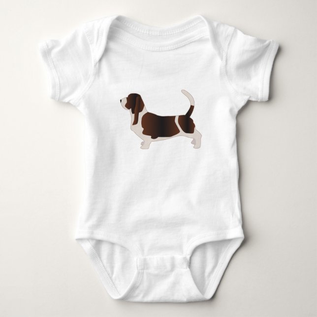 Camiseta Ilustração de Silhueta de Cachorro Basset (Frente)