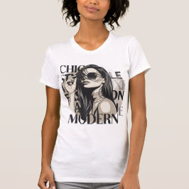 Camiseta Ilustração de Silhueta de Moda Chic Moderna