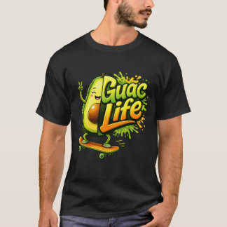Camiseta Ilustração de skateboard de abacate engraçado da v