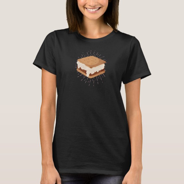 Camiseta ILUSTRAÇÃO DE S'MORES Camping Campfire Meme (Frente)