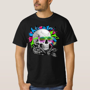 Camiseta Ilustração de Streetwear do Neon Skull