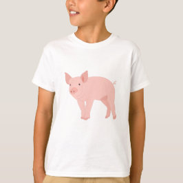 Camiseta Ilustração de Suíno Rosa-Cor-de-Corte
