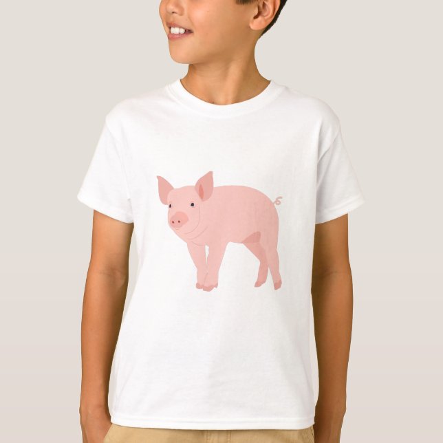 Camiseta Ilustração de Suíno Rosa-Cor-de-Corte (Frente)