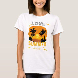 Camiseta Ilustração de Sunset de Verão de Amor