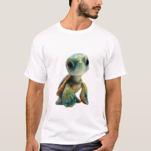 Camiseta Ilustração de Tartaruga Marinha Estilizada Vibrant