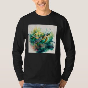 Camiseta Ilustração de Tartaruga Marinha Fofa com Manchas d