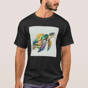 Camiseta Ilustração de Tartaruga Marinha Fofa com Manchas d