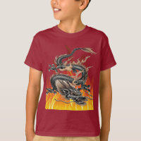 Ilustração de Tatuagem de Dragão Chinês Flamejante
