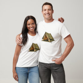 Camiseta Ilustração de Tenda de Camping em Lona em Formato