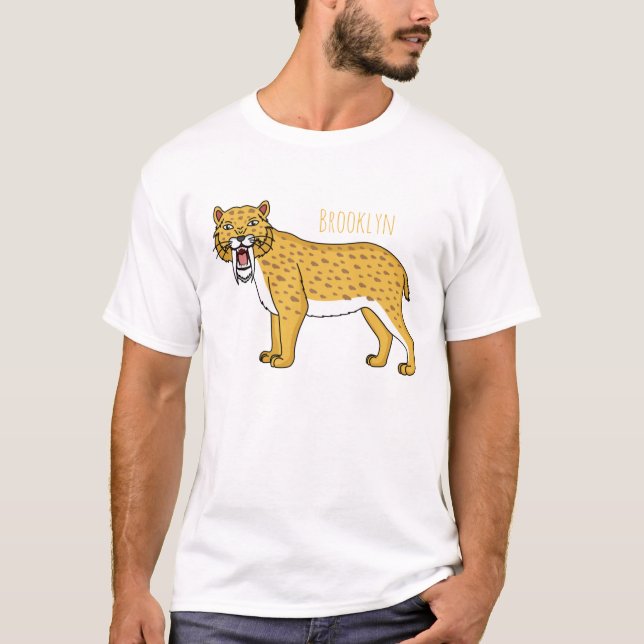 Camiseta Ilustração de tigre com dentes de Saber (Frente)