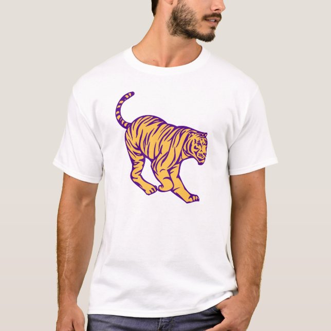 Camiseta Ilustração de Tigre de Gato Selvagem de Stripes Ro (Frente)