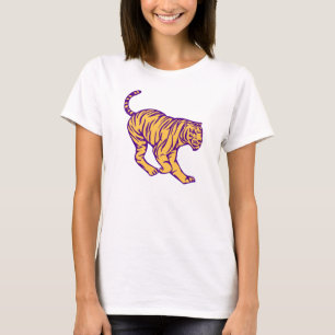 Camiseta Ilustração de Tigre de Gato Selvagem de Stripes Ro