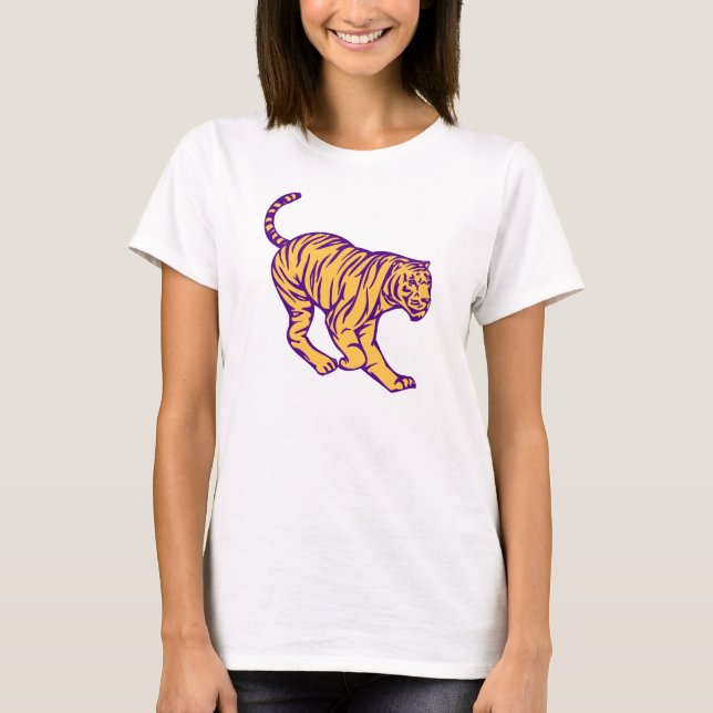 Camiseta Ilustração de Tigre de Gato Selvagem de Stripes Ro (Frente)