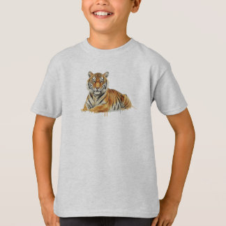 Camiseta Ilustração de Tigre em Aquarela – Vida Selvagem Ma