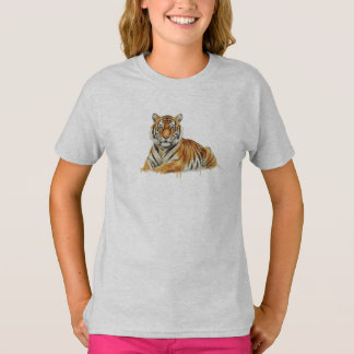Camiseta Ilustração de Tigre em Aquarela – Vida Selvagem Ma